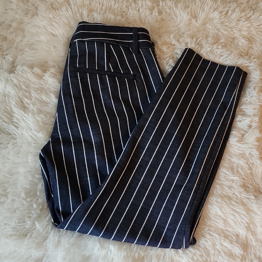 Gap Petite Skinny Ankle Navy Blue Striped Pants